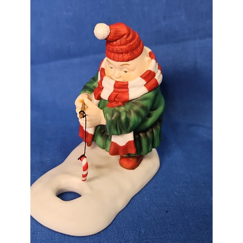 Dept 56 Merry Makers Ollie the Optimist Ice Fishing Candy Cane Christmas Monk